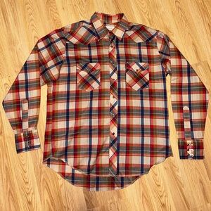 Wrangler Permanent Press Button Up Pearl Snap Shirt 70s Men’s 17-35 Vintage